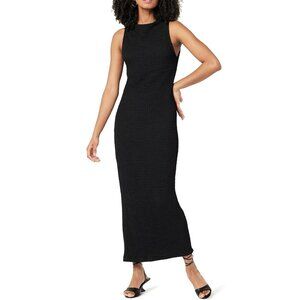 NWT, The Drop Women's Lena High Neck Textured Midi Dress, Black, 2XL